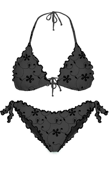 MC2 SAINT BARTH Bikini Sarius triangolo in tessuto sangallo