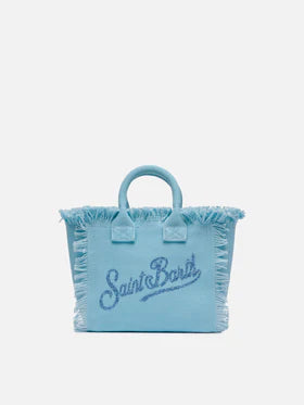 MC2 SAINT BARTH Borsa Mini Vanity in canvas di cotone e strass