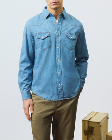 ROY ROGER'S Camicia Martin Denim Sky Stone