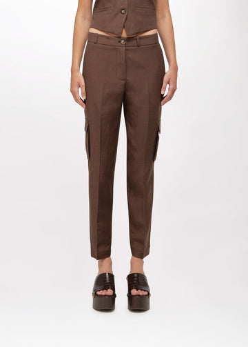 BLUGIRL Pantaloni cargo in misto lino
