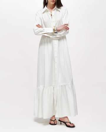 BLUGIRL Abito lungo chemisier in cotone con pizzo
