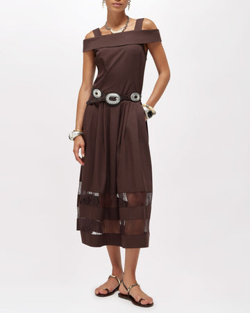 BLUGIRL Abito midi in cotone e pizzo