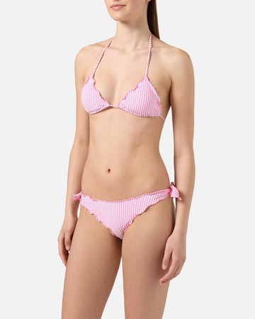 MC2 SAINT BARTH Bikini Sarius triangolo in tessuto sangallo