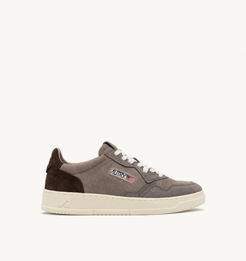 AUTRY Sneakers Medalist Low Tricolori in Suede Taupe e Cotto