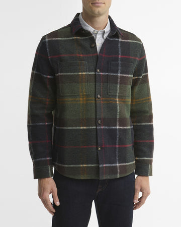 BARBOUR Overshirt Woodlane spazzolata con motivo a quadri