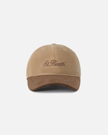 MC2 SAINT BARTH Cappellino da baseball in tessuto cerato e velluto a coste