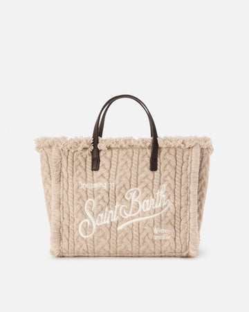 MC2 SAINT BARTH Borsa Colette beige con lavorazione a trecce