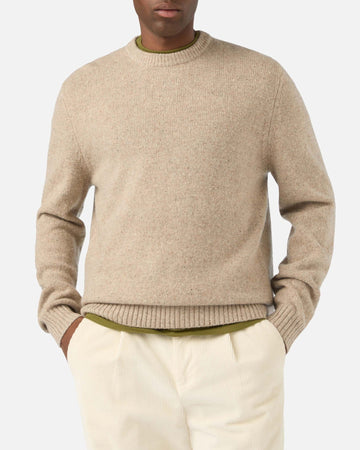 MC2 SAINT BARTH Maglia girocollo Regent khaki in misto lana Donegal