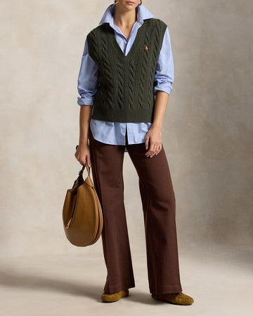 POLO RALPH LAUREN Gilet in lana e cashmere lavorato a trecce