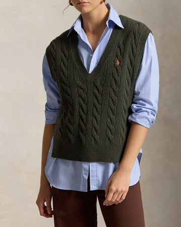 POLO RALPH LAUREN Gilet in lana e cashmere lavorato a trecce