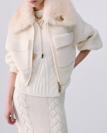 LIU JO Bomber in lana con colletto teddy
