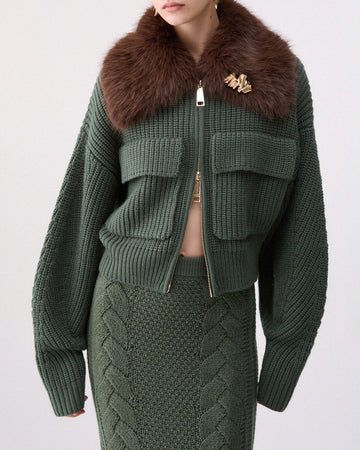 LIU JO Bomber in lana con colletto teddy