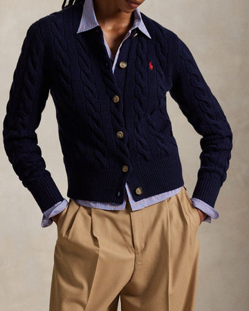 POLO RALPH LAUREN Cardigan in lana e cashmere a trecce