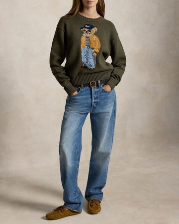 POLO RALPH LAUREN Maglione girocollo in cotone con orso Polo