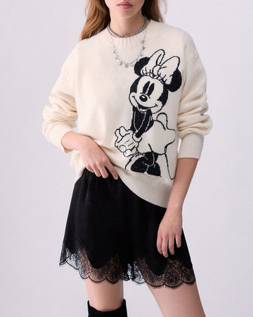 LIU JO Maglia jacquard in lana Mrs Mouse