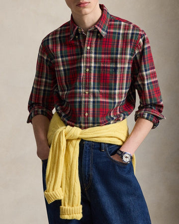 POLO RALPH LAUREN Camicia a quadri in Oxford spazzolato