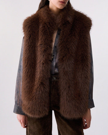 LIU JO Gilet in pelliccia sintetica con cintura