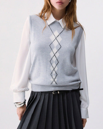 LIU JO Gilet in lana con Argyle