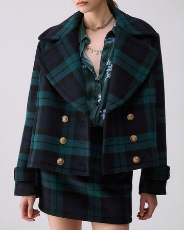 LIU JO Cappotto doppiopetto corto tartan