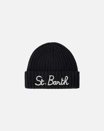 MC2 SAINT BARTH Berretto Wengen nero con ricamo St. Barth