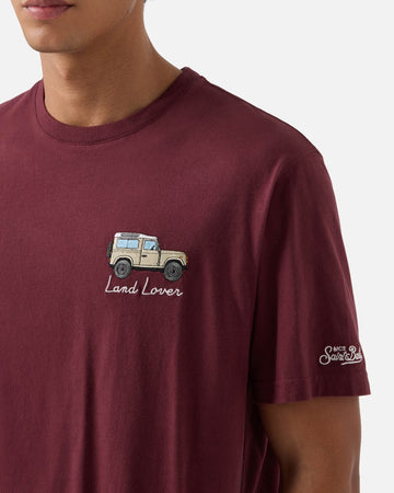 MC2 SAINT BARTH T-shirt Arnott Warm bordeaux in cotone con ricamo Land Lover