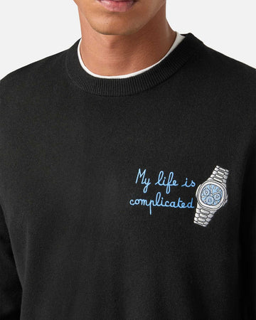MC2 SAINT BARTH Maglia Heron Light nera in misto lana e cashmere con ricamo