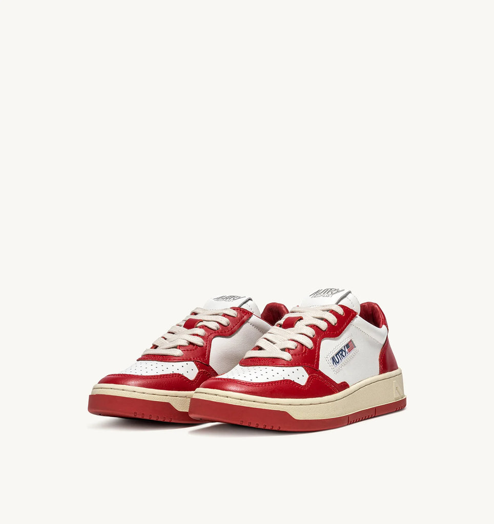 AUTRY Sneakers medalist low in pelle bicolore bianco e rosso