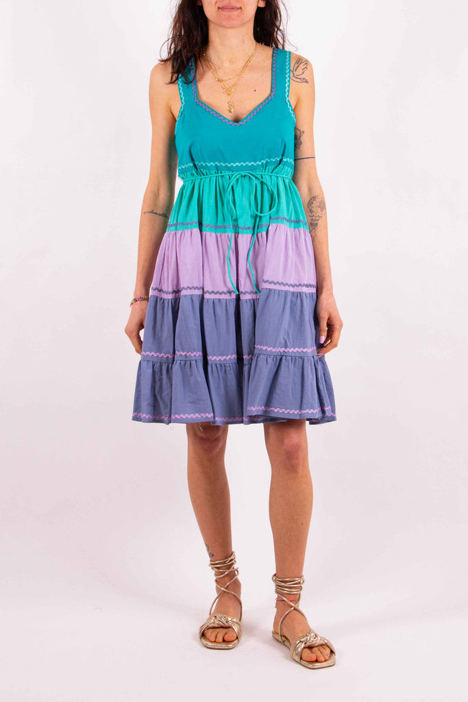 TWIN SET Abito a balze color block