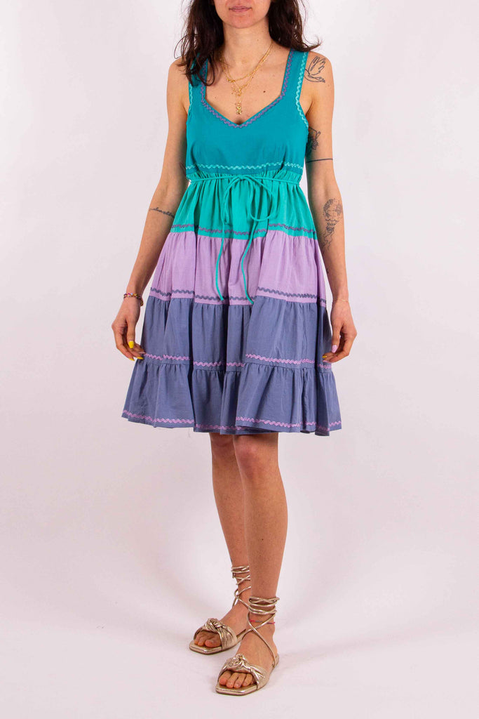 TWIN SET Abito a balze color block