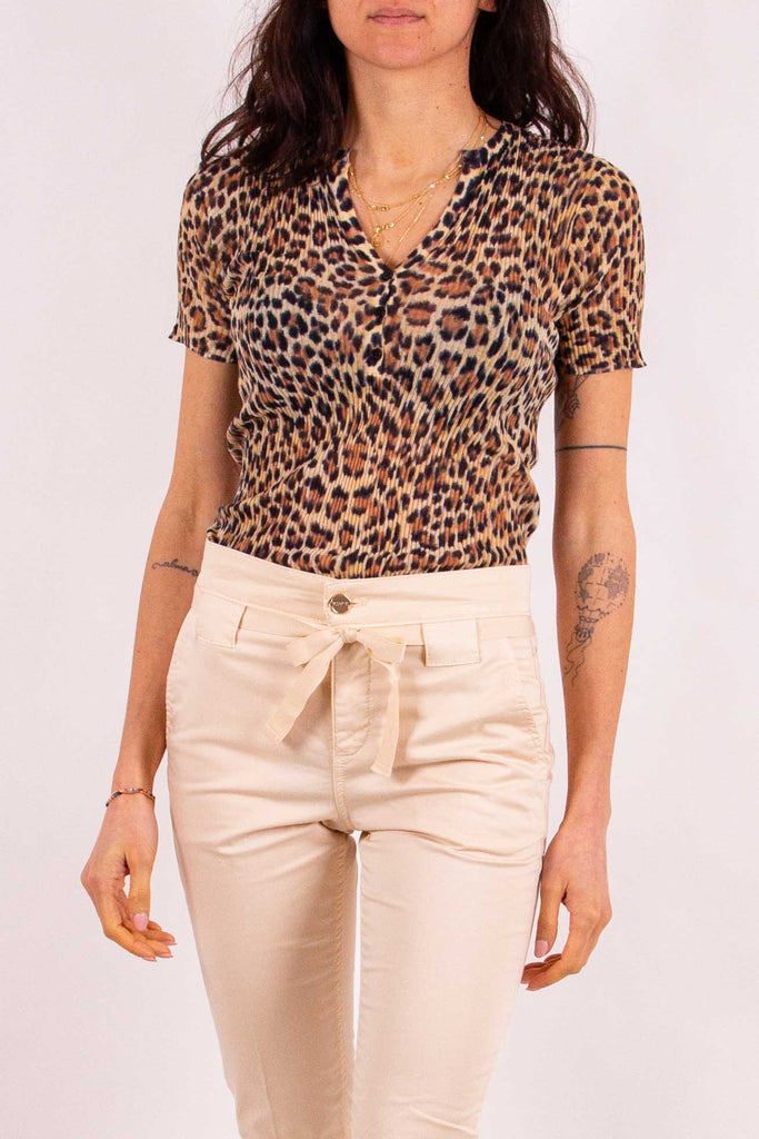 BLUGIRL TOP IN MISTO COTONE ANIMALIER