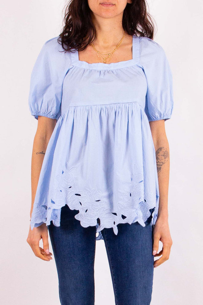 BLUGIRL BLUSA IN POPELINE CON RICAMO
