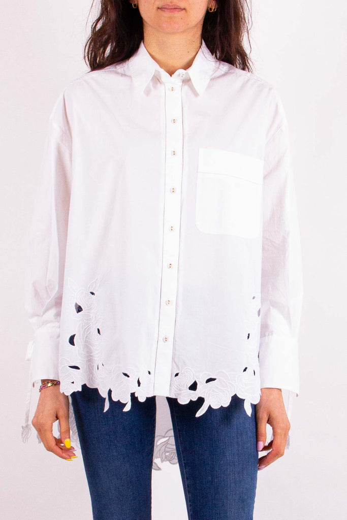 BLUGIRL CAMICIA OVER IN POPELINE CON RICAMO