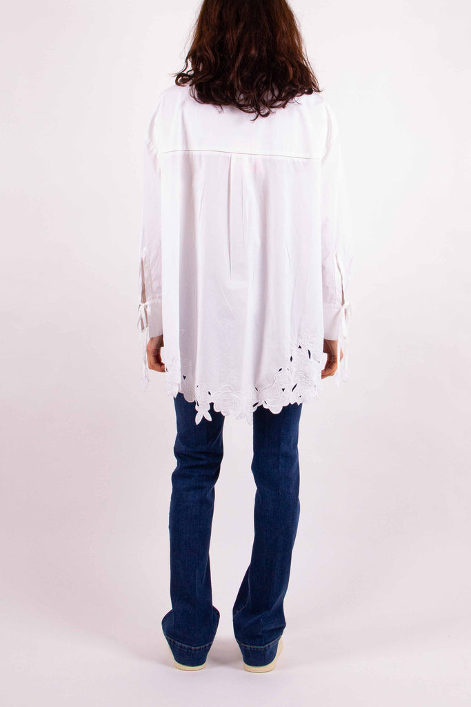 BLUGIRL CAMICIA OVER IN POPELINE CON RICAMO