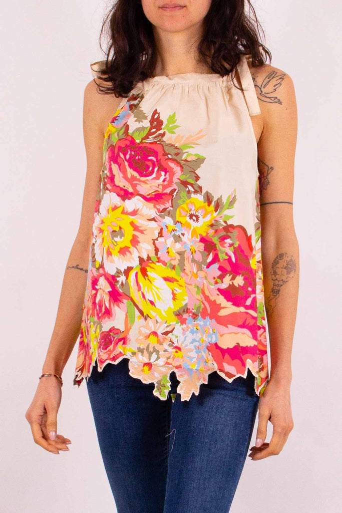 BLUGIRL TOP IN POPELINE CON STAMPA A FIORI