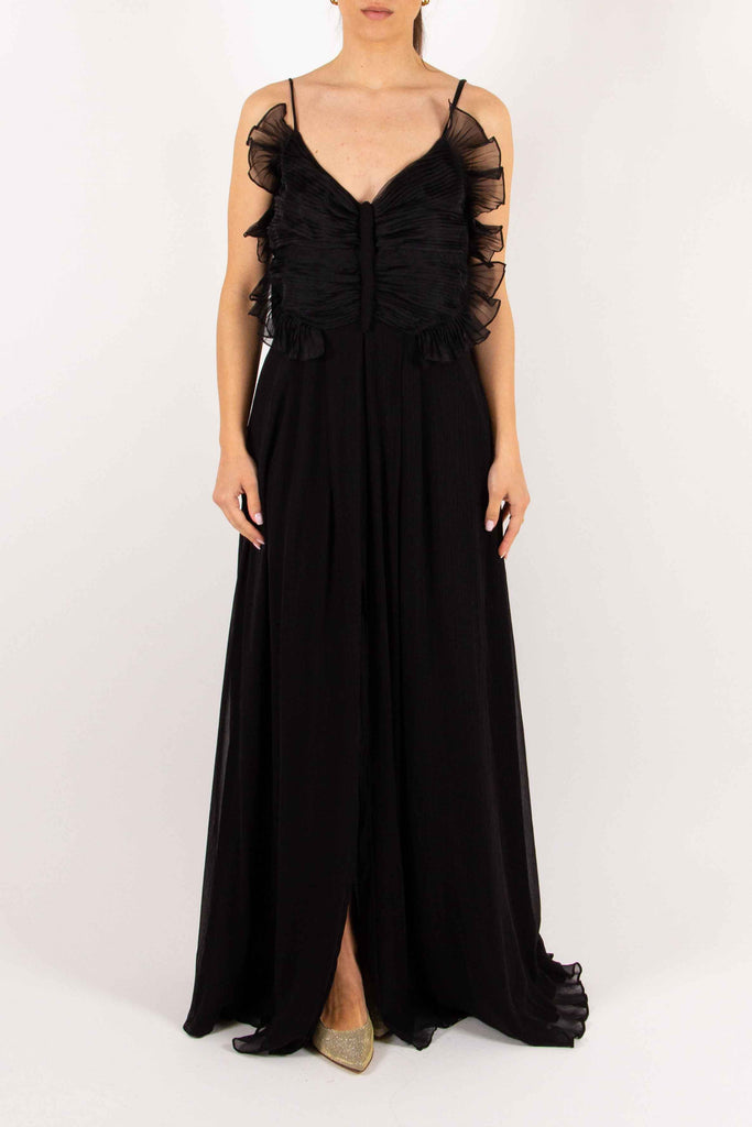 BLUGIRL Abito lungo in organza e creponne