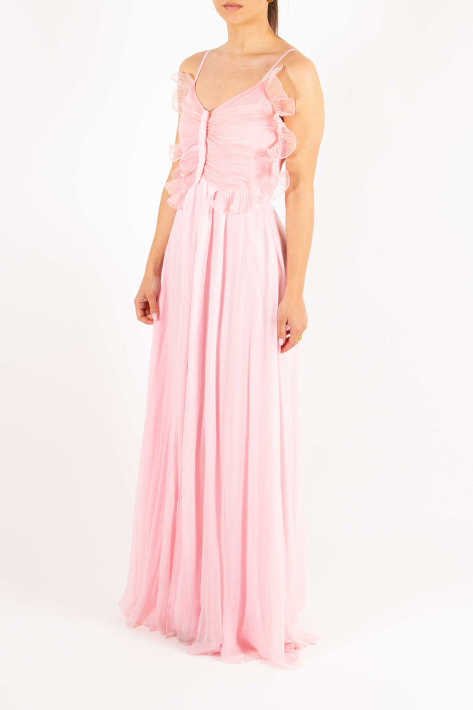 BLUGIRL Abito lungo in organza e creponne