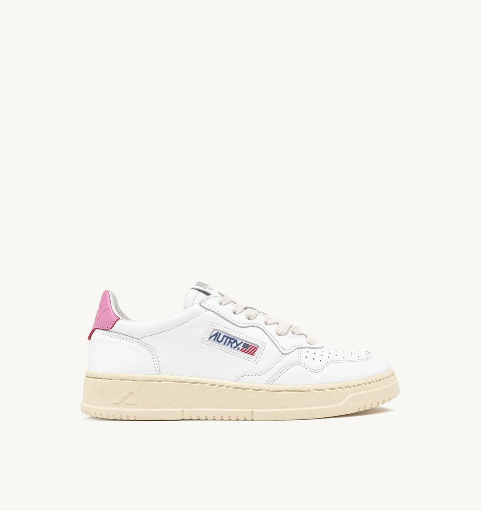 AUTRY Sneakers Medalist Low in Pelle Bianca e Rosa