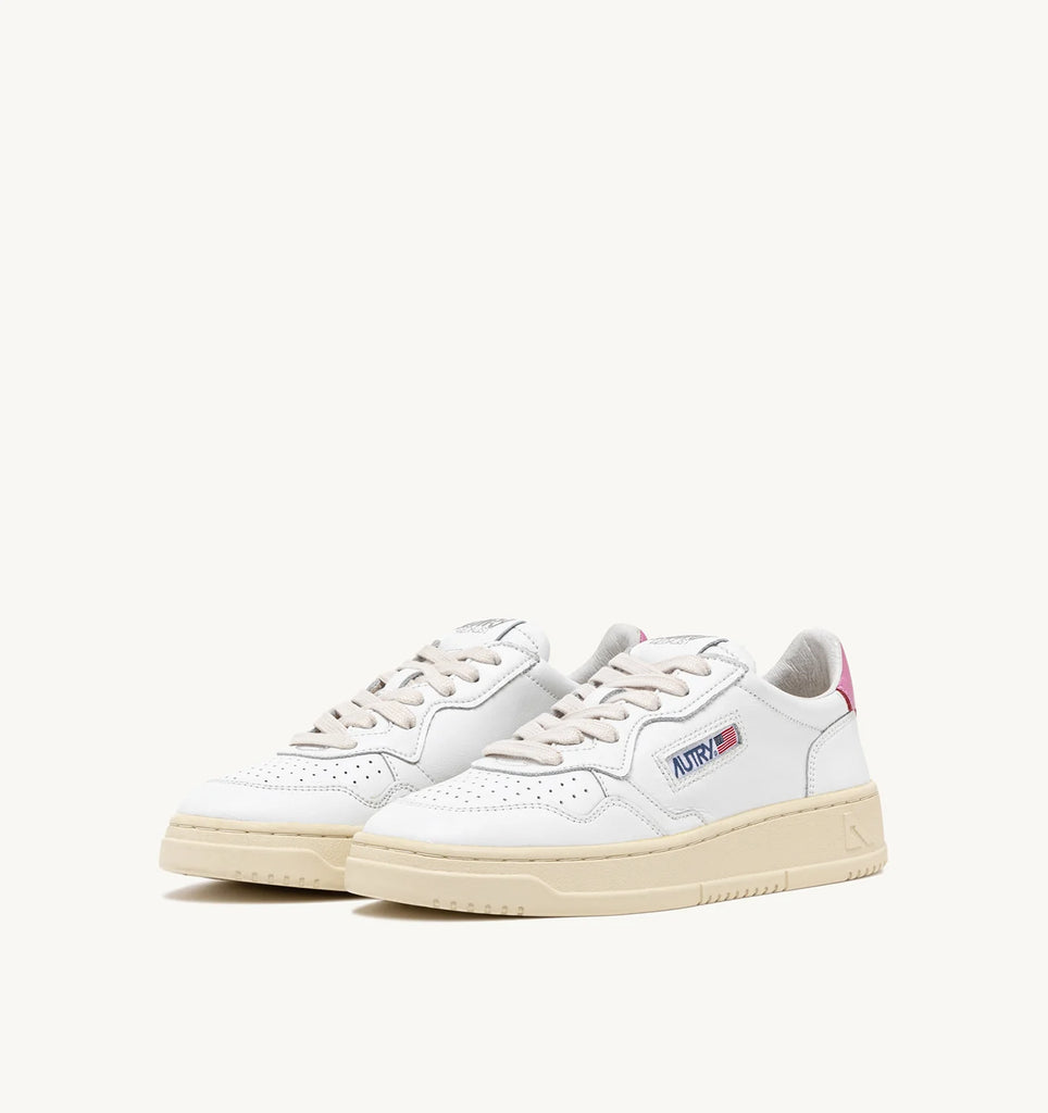 AUTRY Sneakers Medalist Low in Pelle Bianca e Rosa