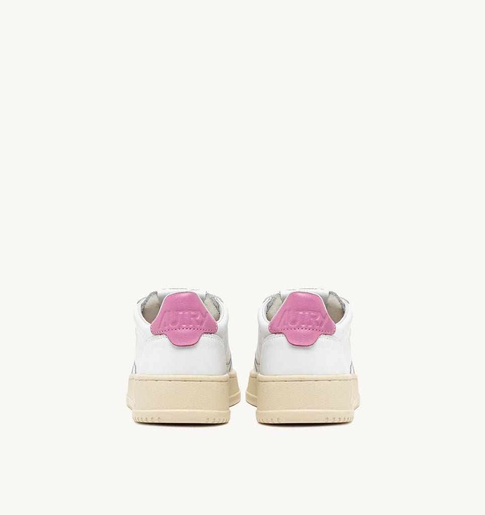 AUTRY Sneakers Medalist Low in Pelle Bianca e Rosa