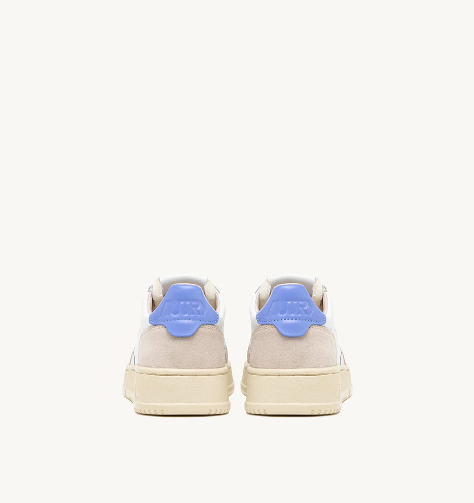AUTRY Sneakers Medalist Low in Pelle Bianca e Azzurra e Suede Beige