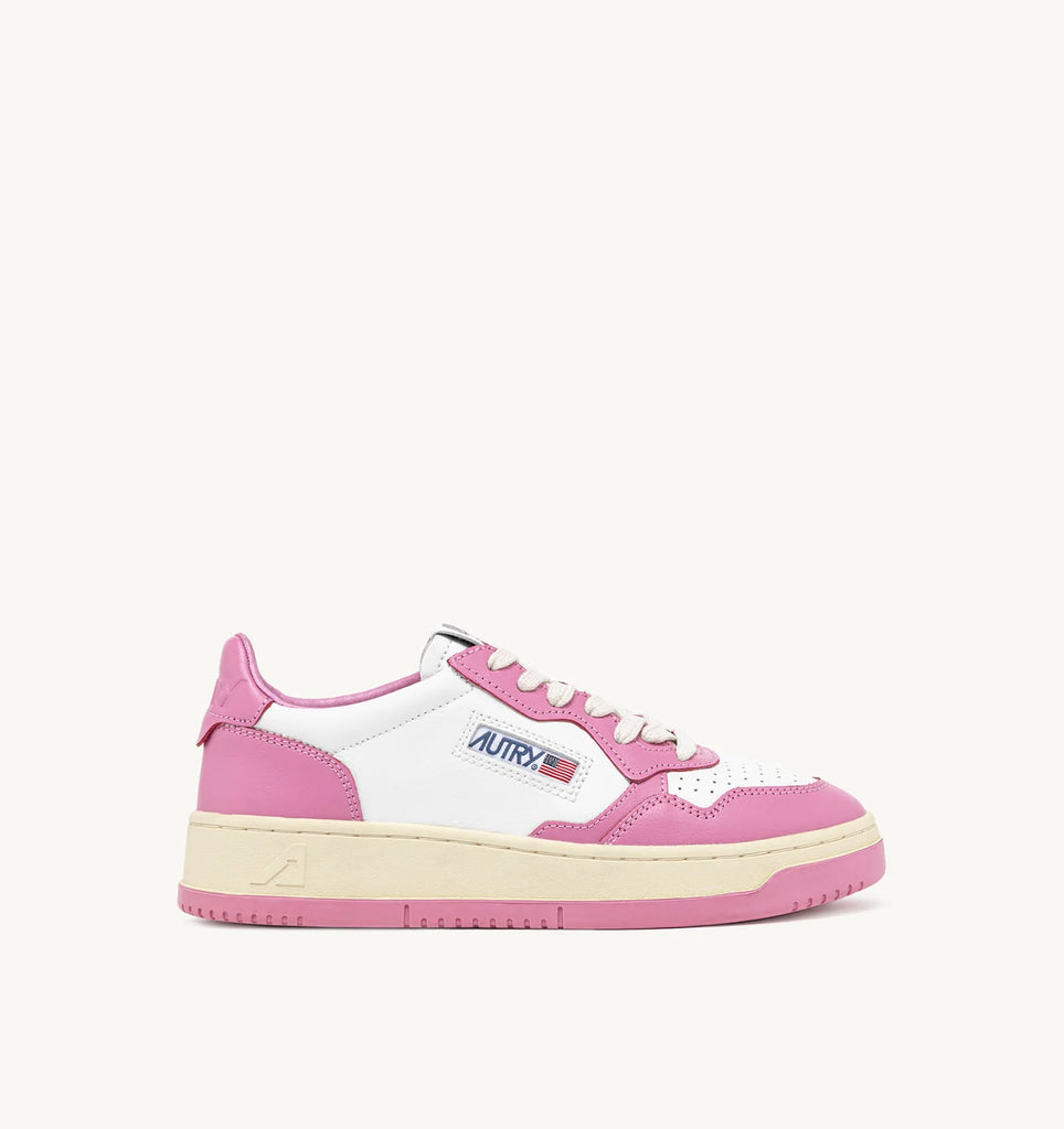 AUTRY Sneakers Medalist Low in Pelle Bianco Rosa