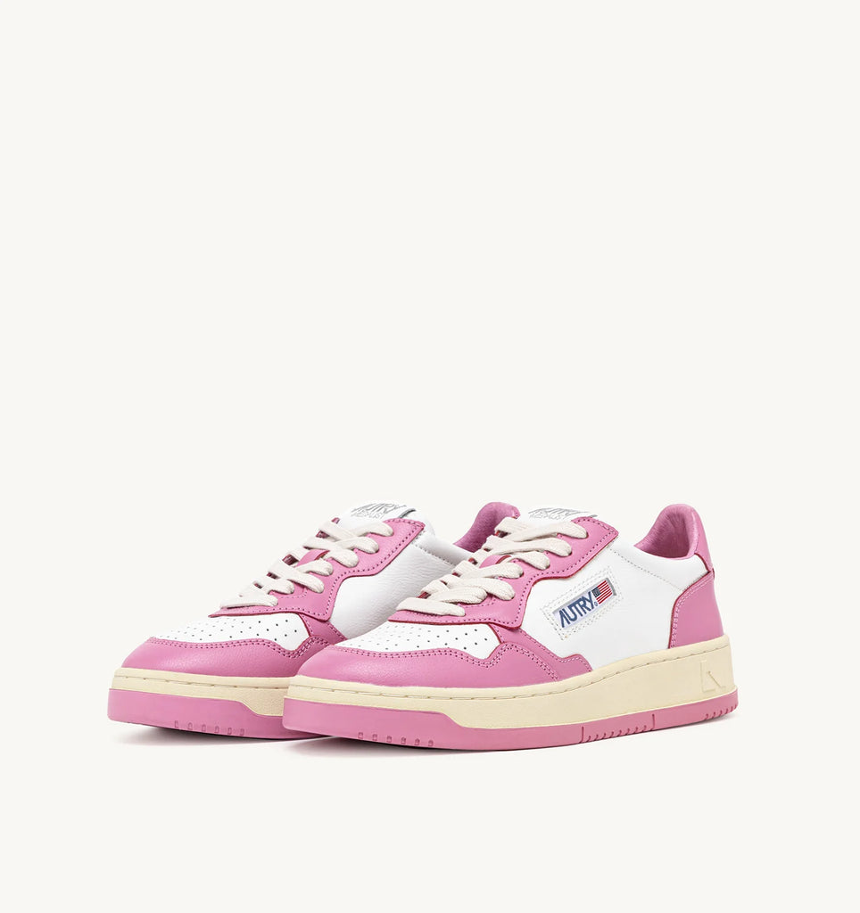 AUTRY Sneakers Medalist Low in Pelle Bianco Rosa