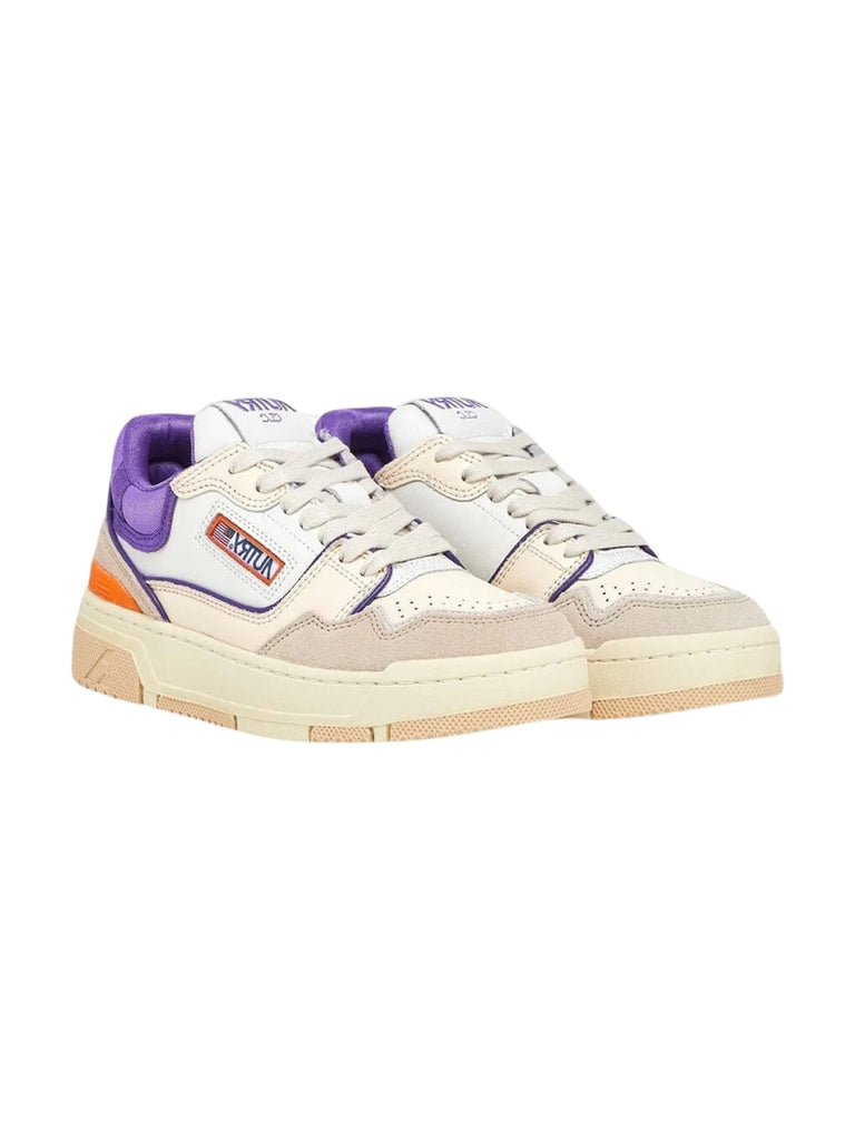 AUTRY Sneakers Clc In Pelle Colore Bianco, Viola e Suede Beige