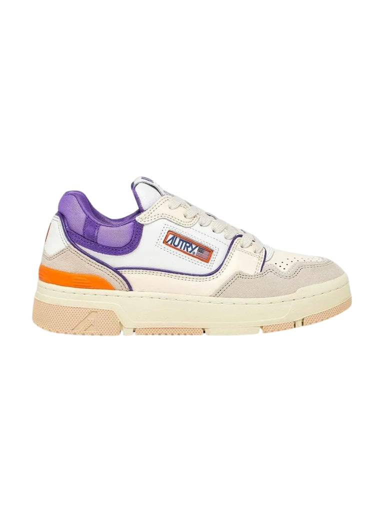 AUTRY Sneakers Clc In Pelle Colore Bianco, Viola e Suede Beige