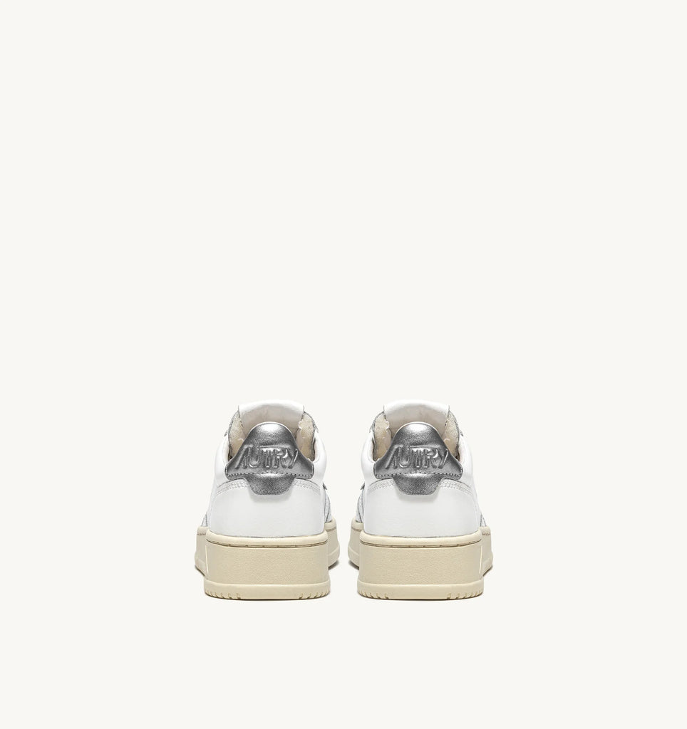 AUTRY Sneakers Medalist Low in Pelle Bianca e Argento