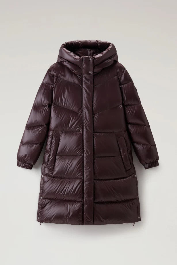 WOOLRICH Piumino lungo Aliquippa in nylon lucido