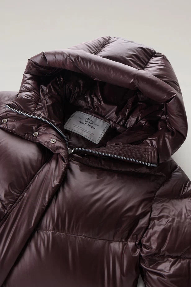 WOOLRICH Piumino lungo Aliquippa in nylon lucido