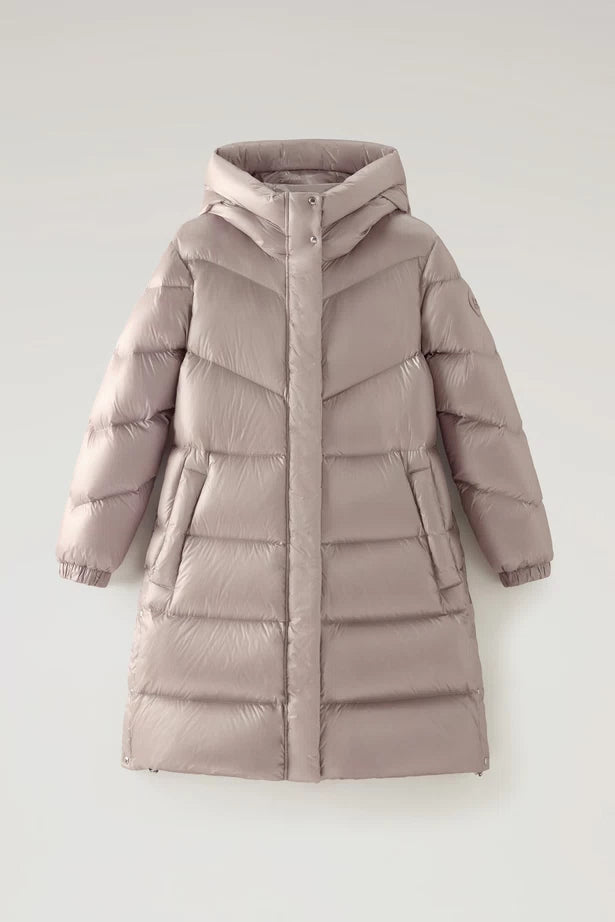 WOOLRICH Piumino lungo Aliquippa in nylon lucido