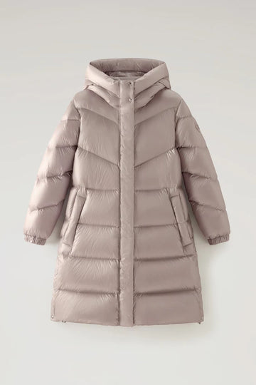 WOOLRICH Piumino lungo Aliquippa in nylon lucido