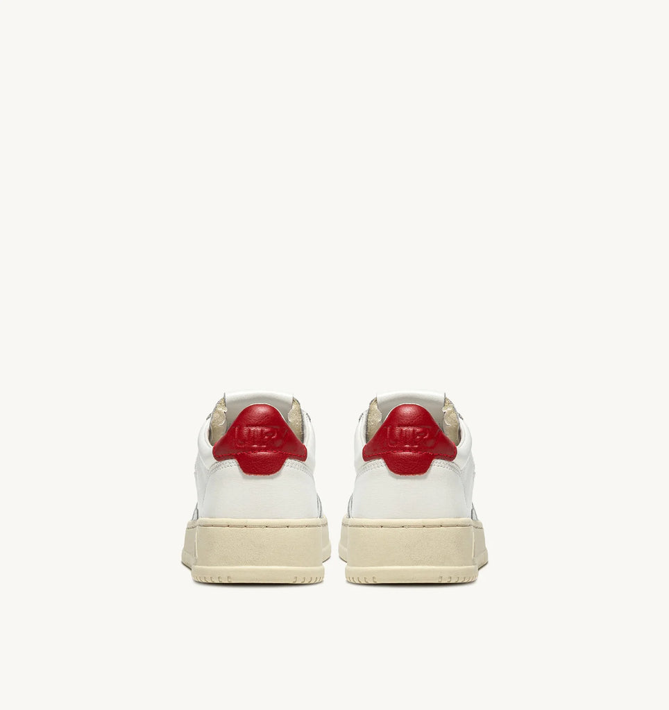 AUTRY Sneakers Medalist Low in pelle bianca e rosso